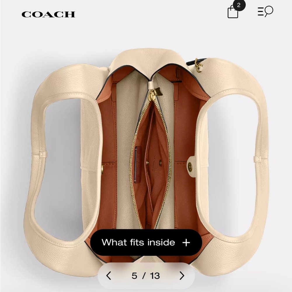 Coach Beige Leather Tote - Picture 4 of 4